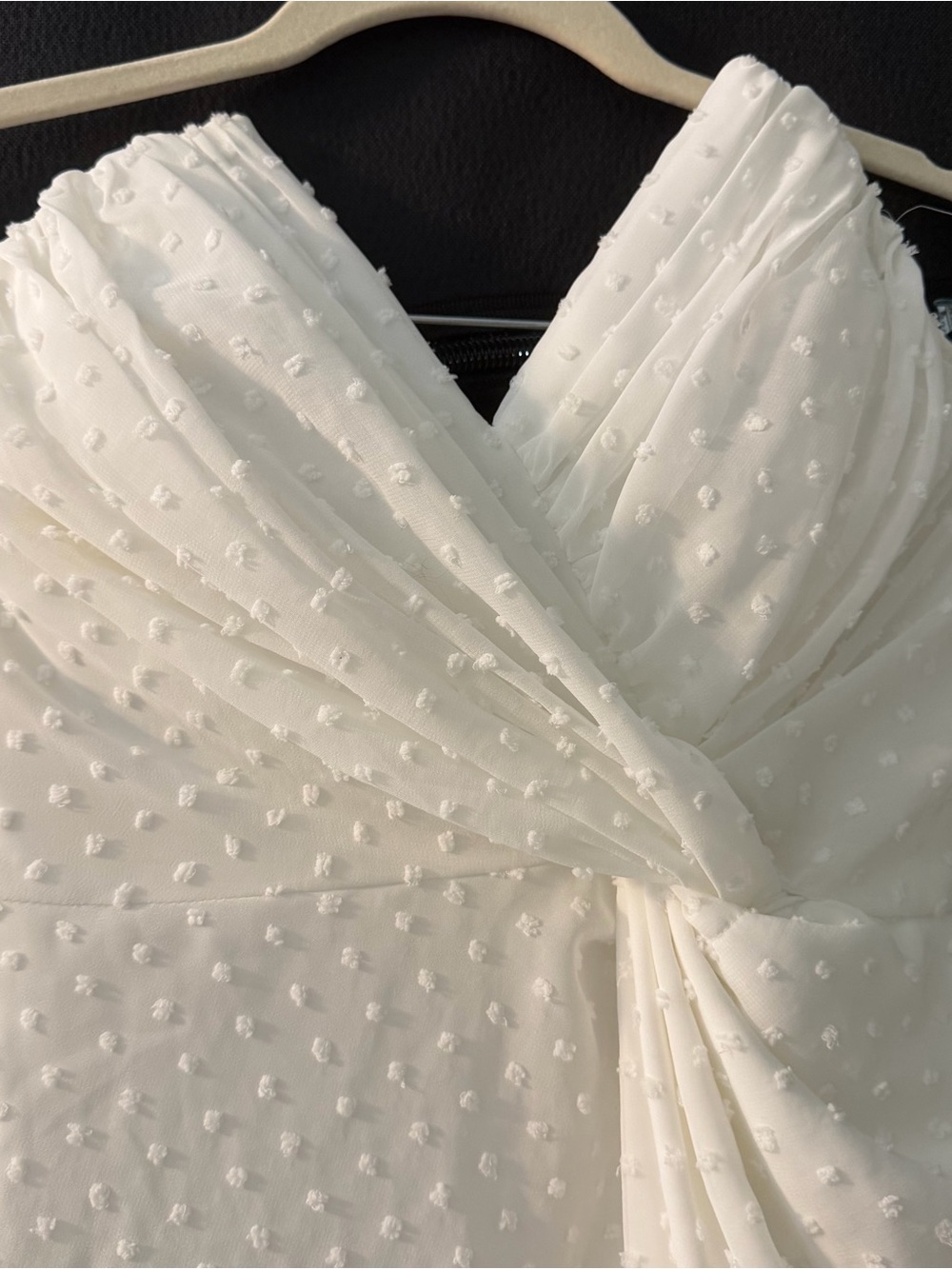 NWT Katie May Come On Home Swiss Dot Twisted Strapless Midi Dress White S Bridal - Picture 3 of 9
